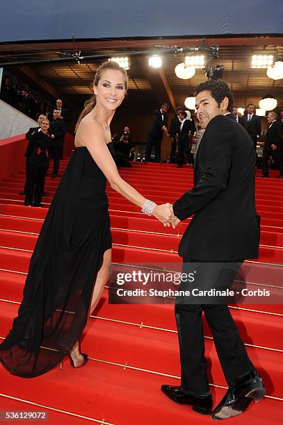 Jamel Debbouze and Melissa Theuriau attend the Premiere of 'Outside of the law' during the 63rd Cannes International Film Festival