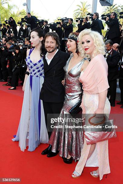 Mimi Le Meaux, Mathieu Amalric, Evie Lovelle and Suzanne Ramsey attend the premiere of 'The tree' during the 63rd Cannes International Film Festival.