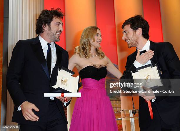 Javier Bardem, Diane Kruger and Elio Germano attend the 'Palme d'Or Award Ceremony' of the 63rd Cannes International Film Festival