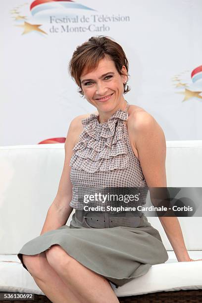 French actress Aurelie Bargeme poses at a photocall for the French TV series 'R.I.S Police Scientifique' during the 2010 Monte Carlo Television...
