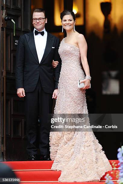 Crown Princess Victoria of Sweden and fiance Daniel Westling arrives to attend the Government Gala Performance for the Wedding of Crown Princess...