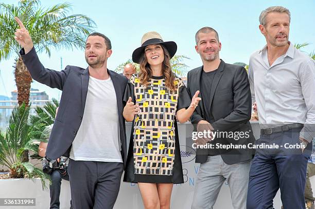 Guillaume Gouix, Virginie Ledoyen, Eric Hannezo and Lambert Wilson attends the "Enrages" Photocall during the 68th annual Cannes Film Festival