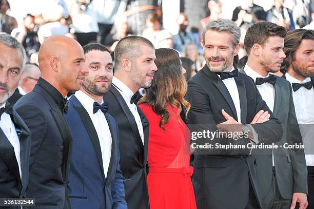 Franck Gastambide, François Arnaud, Eric Hannezo, Virginie Ledoyen, Guillaume Gouix and Lambert Wilson attend the 'Inside Out' Premiere during the...