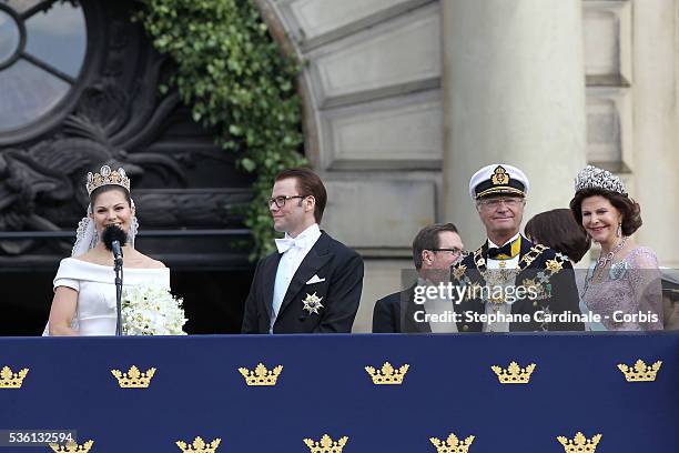 Crown Princess Victoria of Sweden, Duchess of Västergötland, and her husband Prince Daniel, Duke of Västergötland, Queen Silvia of Sweden and King...