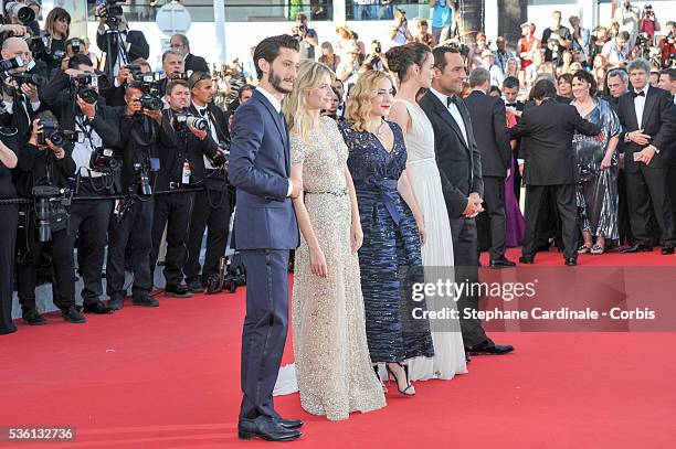 Pierre Niney, Melanie Laurent, Marilou Berry, Charlotte Le Bon and Gilles Lellouche attends the "Inside Out" Premiere during the 68th annual Cannes...