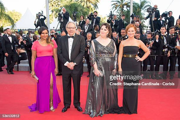 Mindy Kaling, John Lasseter, Phyllis Smith and Amy Poehler attends the "Inside Out" Premiere during the 68th annual Cannes Film Festival