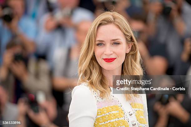 Emily Blunt attends the "Sicario" Photocall during the 68th Cannes Film Festival