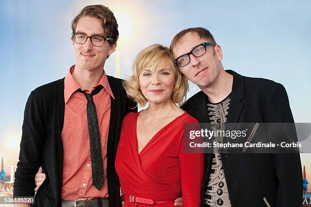 Actors Dustin Ingram, Kim Cattrall and director Keith Bearden pose during the photocall for movie "Meet Monica Velour" at the 36th American Film...