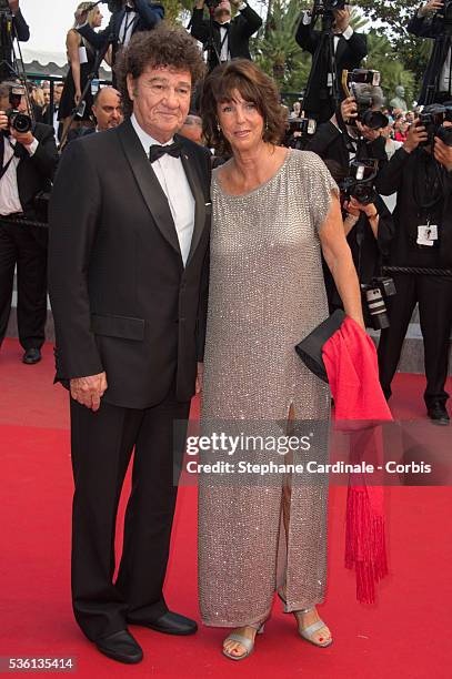 Robert Charlebois and wife attends the "Sicario" Premiere during the 68th Cannes Film Festival