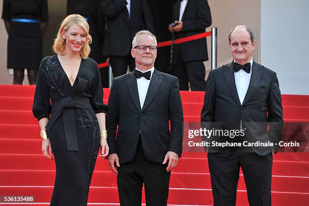 Cate Blanchett, Thierry Fremaux and Pierre Lescure attend the "Sicario" Premiere during the 68th Cannes Film Festival