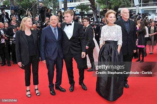 Max Riemelt, Bruno Ganz, Barbet Schroeder and Marthe Keller attend the "Sicario" Premiere during the 68th Cannes Film Festival