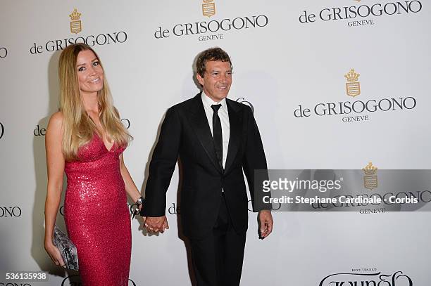 Nicole Kimpel and Antonio Banderas attends at the De Grisogono "Divine In Cannes" Dinner Party at Hotel du Cap-Eden-Roc during the 68th Cannes Film...