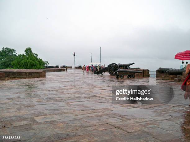 mehrangarh fort cannons - monsoon stock pictures, royalty-free photos & images