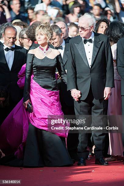 Jane Fonda and Michael Caine attend at the 'Youth' Premiere during the 68th Cannes Film Festival