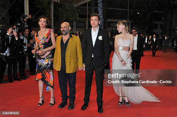 Aomi Muyock, Garpar Noe, Klara Kristin and Karl Glusman attends at the 'Love' Premiere during the 68th Cannes Film Festival