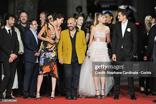 Aomi Muyock, Garpar Noe, Klara Kristin and Karl Glusman attends at the 'Love' Premiere during the 68th Cannes Film Festival