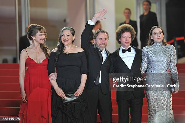 Nailea Norvind, Robin Bartlett, Tim Roth, Michel Franco and Sarah Sutherland attend the 'Chronic' Premiere during the 68th annual Cannes Film...