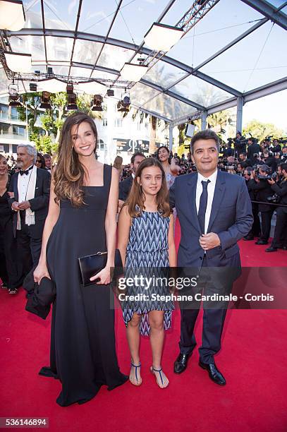 Celine Bosquet, Thomas Langmann and Daughter attends the 'The Little Prince' premiere during the 68th annual Cannes Film Festival on May 22, 2015