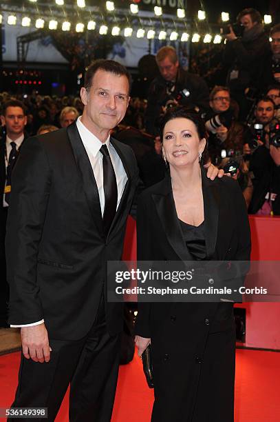 Iris Berben and Heiko Kiesow attend the 'True Grit' Premiere, at the 61st Berlin Film Festival, at Berlinale Palace.