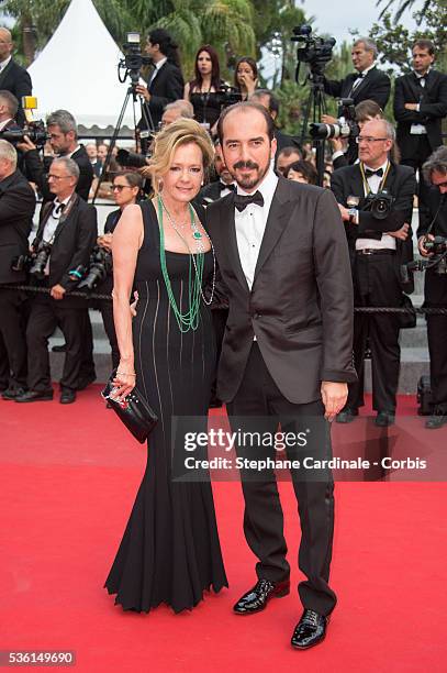 Caroline Scheufele and Alexis Weller attends the closing ceremony and 'Le Glace Et Le Ciel' Premiere during the 68th annual Cannes Film Festival on...