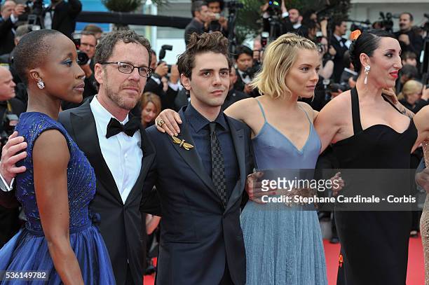 Ethan Coen, Rokia Traore, Xavier Dolan, Sienna Miller, Rossy de Palma attends the closing ceremony and 'Le Glace Et Le Ciel' Premiere during the 68th...