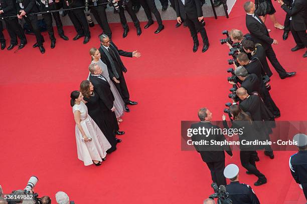 Cinefondation Jury Members Rebecca Zlotowski, Joana Hadjithomas, Daniel Olbrychski, Cecile de France and Abderrahmane Sissako attends the closing...