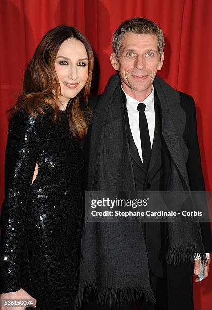 Elsa Zylberstein and Yann Gamblin attend the 36th Cesar Film Awards at Theatre du Chatelet, in Paris.