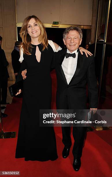 Emmanuelle Seigner and Roman Polanski attend the 36th Cesar Film Awards at Theatre du Chatelet in Paris.