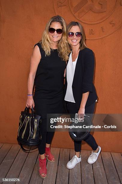 Astrid Bard and Isabelle Ithurburu attend the 2015 Roland Garros French Tennis Open - Day Four, on May 26, 2015 in Paris, France.