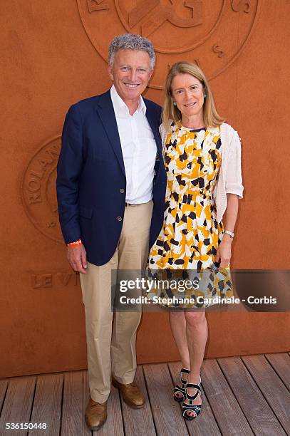 Nelson Montfort and his Wife attend the 2015 Roland Garros French Tennis Open - Day Four, on May 26, 2015 in Paris, France.