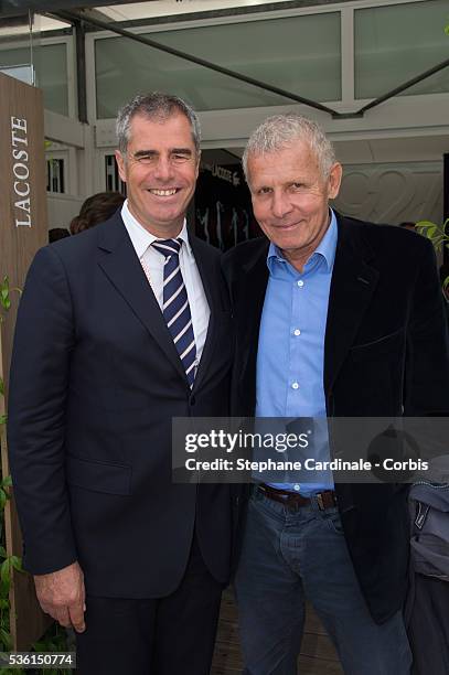 Marc Maury and Patrick Poivre D'Arvor attend the 2015 Roland Garros French Tennis Open - Day Six, on May 26, 2015 in Paris, France.