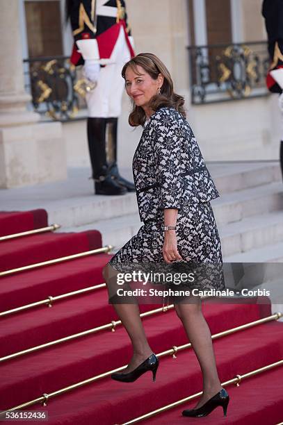 French Minister for Ecology Segolene Royal arrives at the State Dinner offered by French President François Hollande at the Elysee Palace on June 2,...