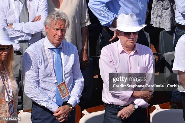 Bjorn Borg and Michel Drucker attend the 2015 Roland Garros French Tennis Open - Day Thirteen, on June 5, 2015 in Paris, France.