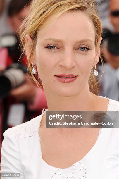 Uma Thurman at the Jury photo call during the 64rd Cannes International Film Festival.