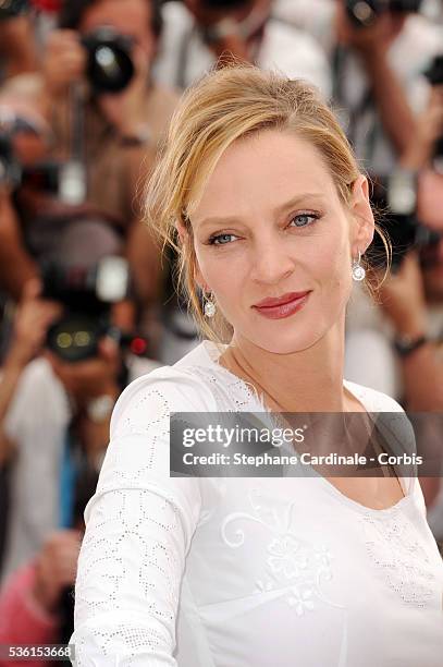 Uma Thurman at the Jury photo call during the 64rd Cannes International Film Festival.