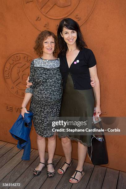 Zabou Breitman and Julie Sicard attend the 2015 Roland Garros French Tennis Open - Day Fourteen, on June 6, 2015 in Paris, France.