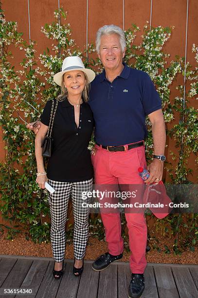 Pierre Dhostel and his Wife Carole attend the 2015 Roland Garros French Tennis Open - Day Fourteen, on June 6, 2015 in Paris, France.