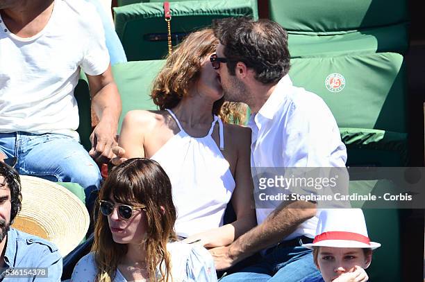 Doria Tillier and Nicolas Bedos attend the 2015 Roland Garros French Tennis Open - Day Fourteen, on June 6, 2015 in Paris, France.