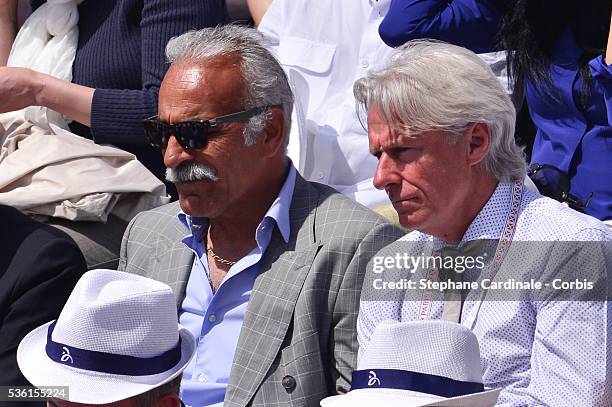 Mansour Bahrami and Bjorn Borg attend the Men's Singles Final of 2015 Roland Garros French Tennis Open - Day Fithteen, on June 7, 2015 in Paris,...