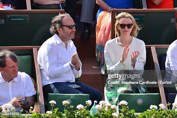 Of Free Xavier Niel and Delphine Arnault attend the Men's Singles Final of 2015 Roland Garros French Tennis Open - Day Fithteen, on June 7, 2015 in...