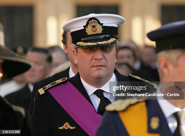 Prince Laurent of Belgium attends the funeral of Grand Duchess of Luxembourg Josephine-Charlotte, daughter of former Belgian King Leopold III and...
