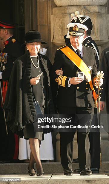 Queen Paola and King Albert of Belgium attend the funeral of Grand Duchess of Luxembourg Josephine-Charlotte, daughter of former Belgian King Leopold...