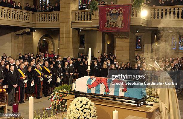 Guests and family attend the funeral of Grand Duchess of Luxembourg Josephine-Charlotte, daughter of former Belgian King Leopold III and sister of...