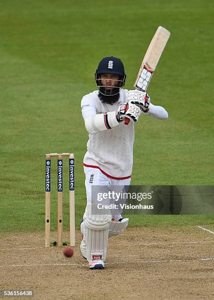 Moeen Ali of England batting during day two of the 2nd Investec Test match between England and Sri Lanka at Emirates Durham ICG on May 28, 2016 in...