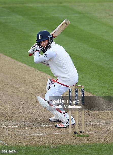 Moeen Ali of England batting during day two of the 2nd Investec Test match between England and Sri Lanka at Emirates Durham ICG on May 28, 2016 in...