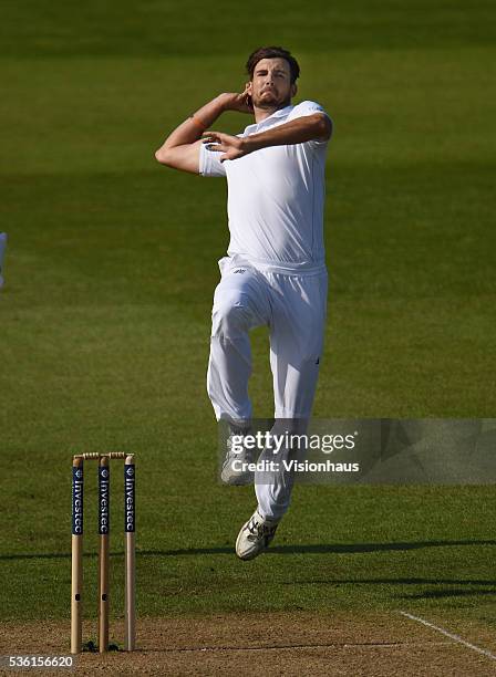 England's Steven Finn bowling during day two of the 2nd Investec Test match between England and Sri Lanka at Emirates Durham ICG on May 28, 2016 in...