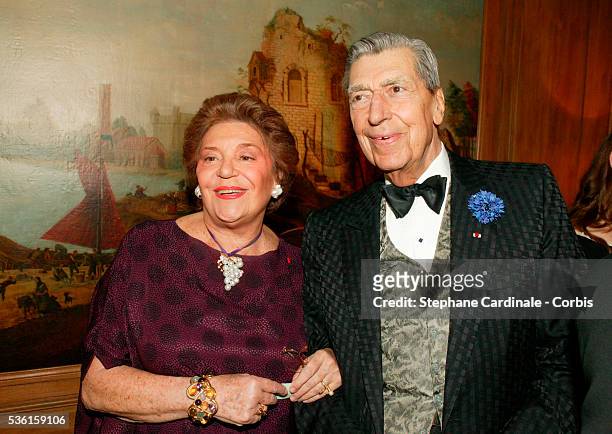 Phillipine de Rothschild and Claude Terrail at the "La Tour D'Argent" celebration. The restaurant, owned by Terrail, served its millionth duck.