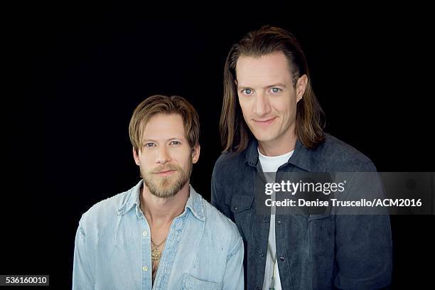 American country music duo comprising Brian Kelley and Tyler Hubbard, Florida Georgia Line. Poses for a portrait at the 51st Academy Of Country Music...