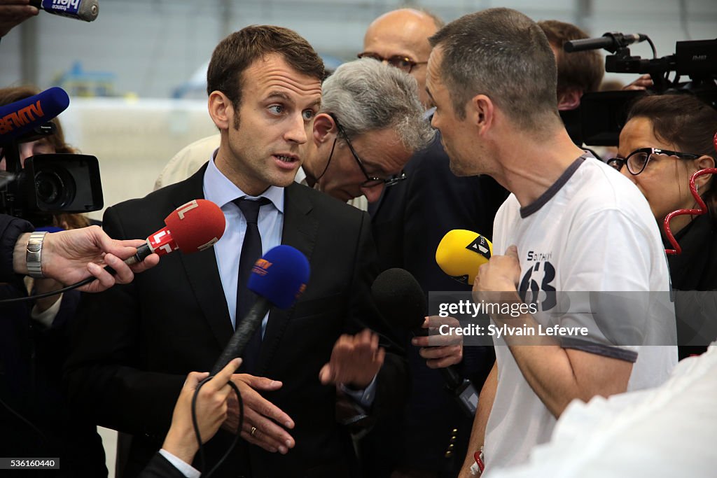 Emmanuel Macron, French Minister of Economy Visits St Amand Les Eaux