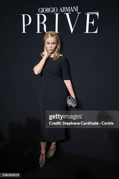 Emmanuelle Beart attends the Giorgio Armani Prive show as part of Paris Fashion Week Haute-Couture Fall/Winter 2015/2016. Held at Palais de Chaillot...